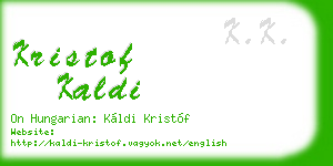 kristof kaldi business card